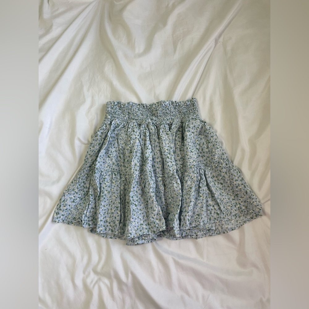 Blue Floral Flowy Skirt